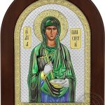 Сребърна цветна икона с бяла рамка на Св. Николай Чудотворец, MA/E1108/WH-DXC, 10×14см  |  Икони