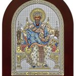 Сребърна икона на Свети Спиридон, MA/E1111AX 20×26см  |  Икони