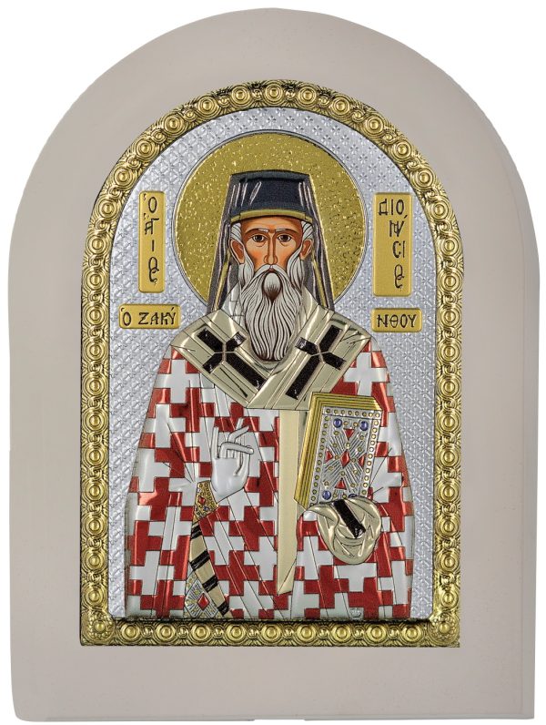 Сребърна цветна икона с бяла рамка Св. Дионисий, MA/E1145/WH-EXC 7,5×9,5см | HappyMarket.bg Сребърна цветна икона с бяла рамка Св. Дионисий, MA/E1145/WH-EXC 7,5×9,5см | Икони