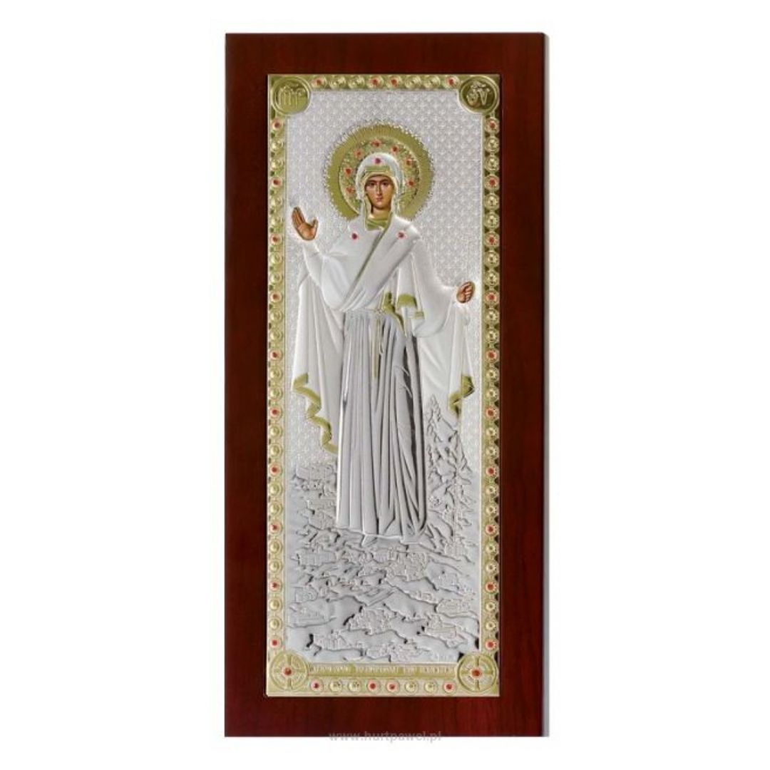 Сребърна икона Богородица Атонската игуменка, MA/E1204BX, 11X23см  |  Икони