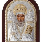 Сребърна икона Свети новомъченици Рафаил, Николай и Ирина, MA/E1144DX, 10×14см  |  Икони