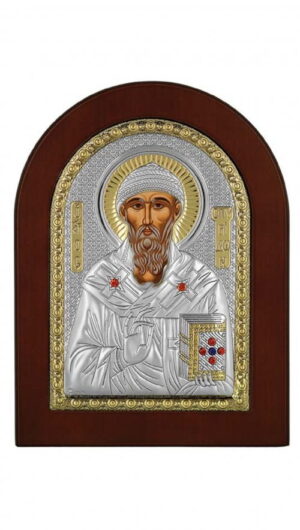 Сребърна икона на Свети Спиридон, MA/E1111AX 20×26см  |  Икони