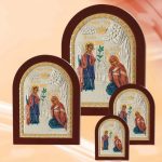 Сребърна икона Свети новомъченици Рафаил, Николай и Ирина, MA/E1144DX, 10×14см  |  Икони