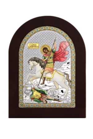 Сребърна цветна икона Свети Димитър, MA/E1130BX-C, 15x21см - Image 1