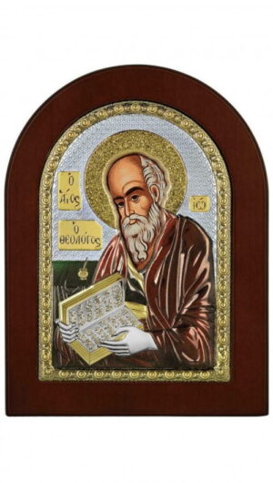 Сребърна цветна икона Свети Йоан Богослов, MA/E1142BX -C, 15×21см  |  Икони