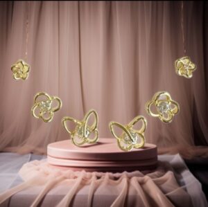 Комплект 3 чифта сребърни позлатени обеци на винт– цветя и пеперуди с цирконии | HappyMarket.bg Комплект 3 чифта сребърни позлатени обеци на винт– цветя и пеперуди с цирконии | Бижута