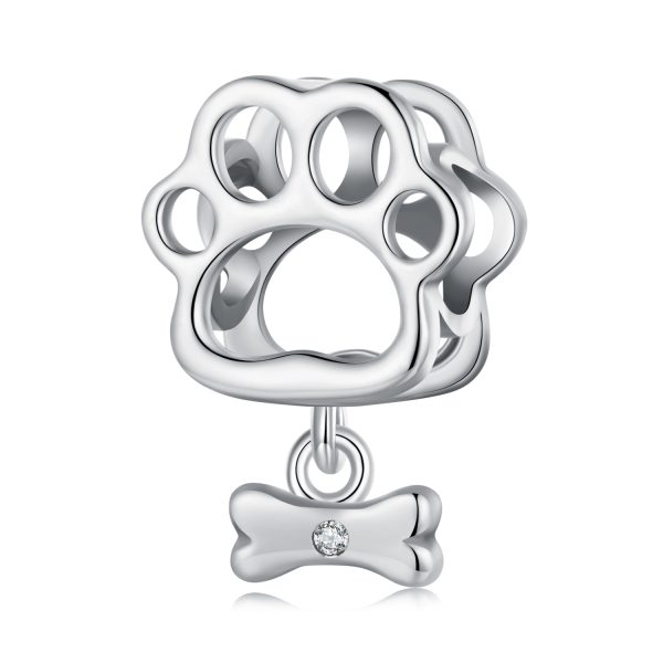 Сребърен талисман „Кучешка лапа и кокъл“ | HappyMarket.bg Сребърен талисман „Кучешка лапа и кокъл“ | Бижута тип Пандора