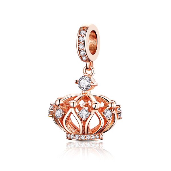 Сребърен талисман розово злато „Корона“ | HappyMarket.bg Сребърен талисман розово злато „Корона“ | Бижута тип Пандора