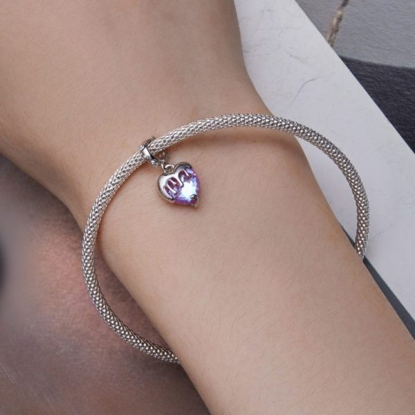 Сребърен висящ талисман „Стъклено топящо се сърце“ | HappyMarket.bg Сребърен висящ талисман „Стъклено топящо се сърце“ | Бижута тип Пандора