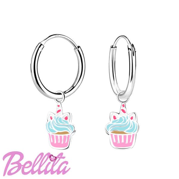 Детски сребърни обеци Кексчета с еднорог, тип халка | HappyMarket.bg Детски сребърни обеци Кексчета с еднорог, тип халка | Деца