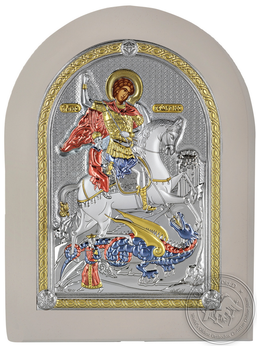 посребрена икона св. Георги