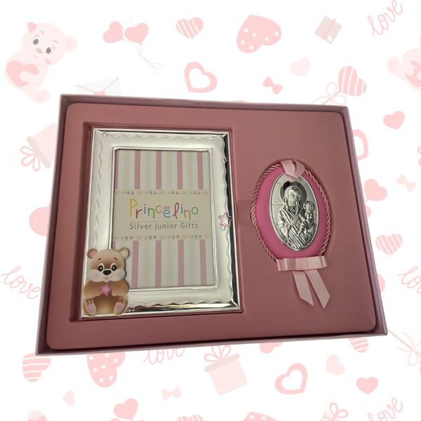 Сребърен комплект с рамка за снимка и икона за момиче,9х13см | HappyMarket.bg Сребърен комплект с рамка за снимка и икона за момиче,9х13см | Деца