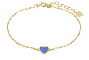 Позлатена сребърна гривна Сърце с опал 1 Позлатена сребърна гривна Сърце с опал | Нежно дамско бижу