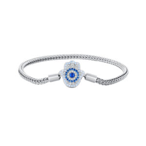 Сребърна гривна тип Пандора с Ръката на Фатима – Стилен подарък за всяка жена