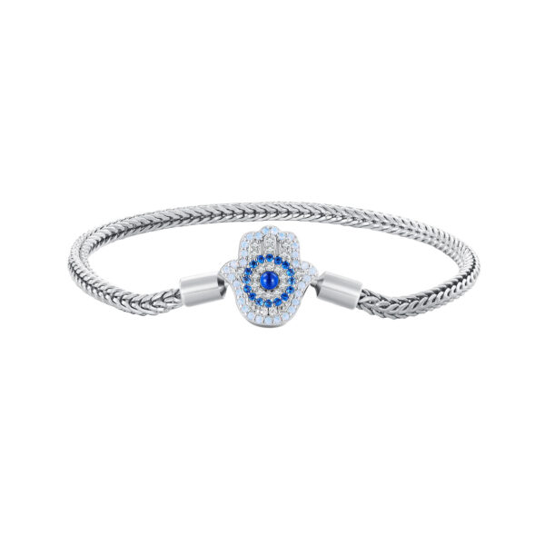 Сребърна гривна тип Пандора с Ръката на Фатима  |  Бижута тип Пандора