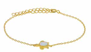 Позлатена сребърна гривна Костенурка с опал  |  Бижута