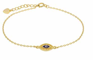 Позлатена сребърна гривна Окото на Назар със синьо око 1 Позлатена сребърна гривна Окото на Назар със синьо око и златна верижка