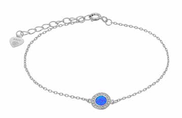 Сребърна гривна с малък кръгъл опал и цирконии | HappyMarket.bg Сребърна гривна с малък кръгъл опал и цирконии | Бижута