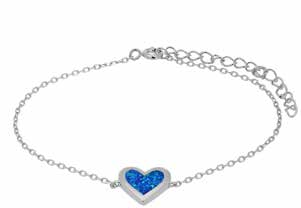 Сребърна гривна Сърце с опал | HappyMarket.bg Сребърна гривна Сърце с опал | Бижута