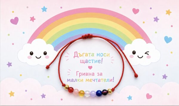 Детска гривна с червен конец Дъга | HappyMarket.bg Детска гривна с червен конец Дъга | Деца